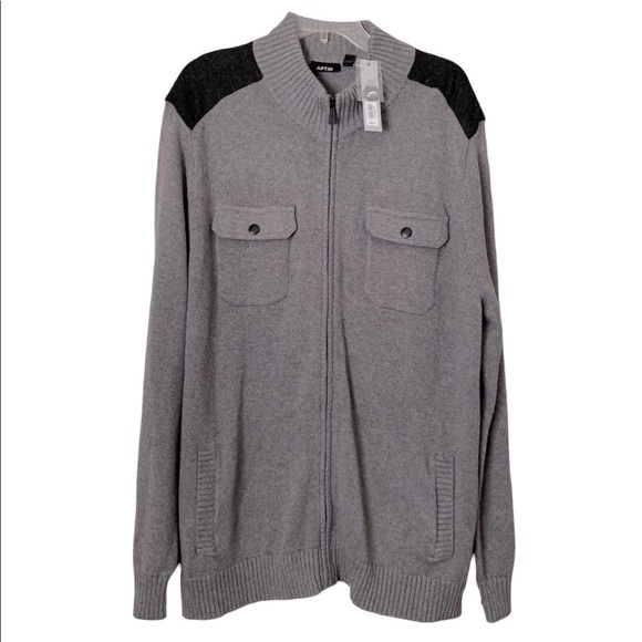NWT Apt. 9 Men’s Size XXL Smoke Gray Woven Piercing 4-Pocket Sweater Jacket - Picture 5 of 13